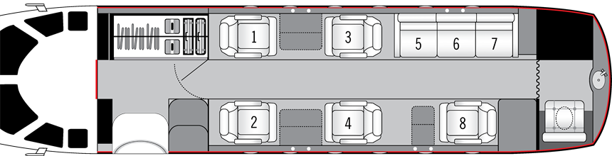 Hawker 800XP Floor Plan